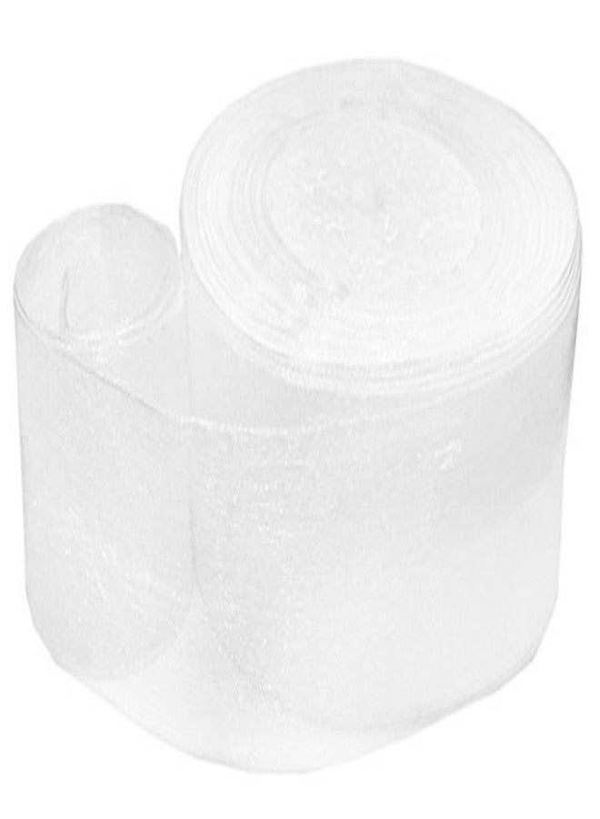 شريط لامع/شفاف بدون سلك للأعمال اليدوية/تغليف الهدايا، وصنع الإكسسوارات، ومثالي لأكاليل أشجار عيد الميلاد، وربطات الهدايا، والديكور، والحفلات (50 ياردة، شريط شفاف 2 بوصة، أبيض)